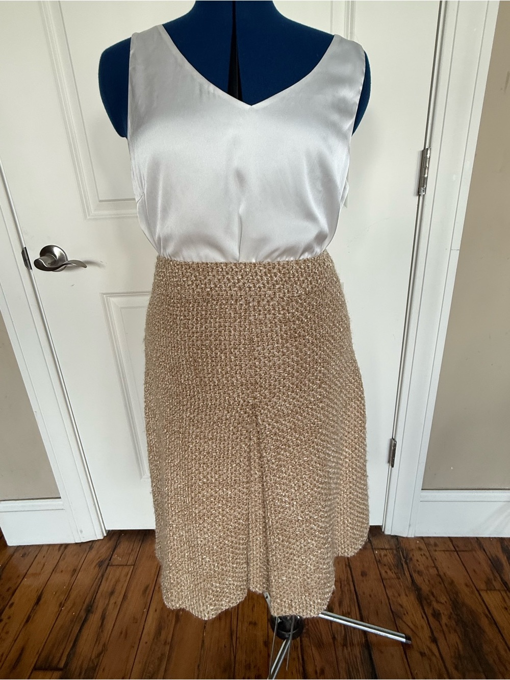 Barneys New York Beige Boucle Tweed Skirt